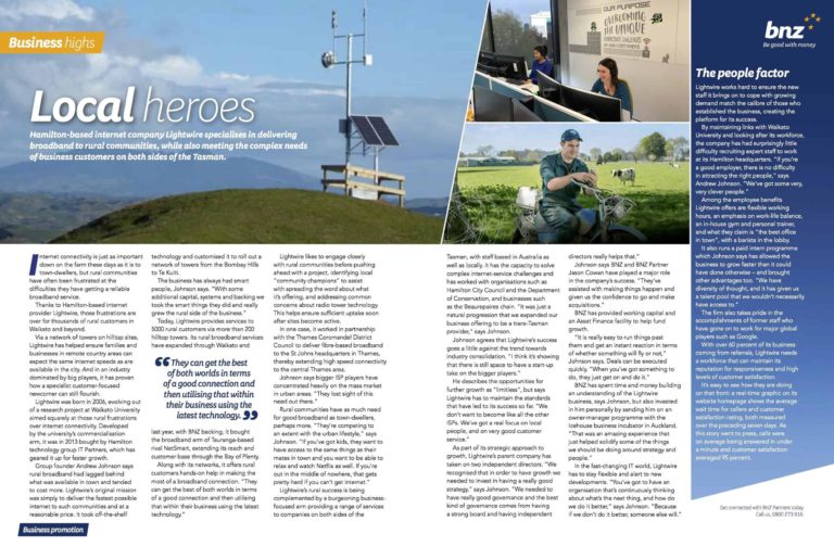 Lightwire features in Air New Zealands KiaOra magazine