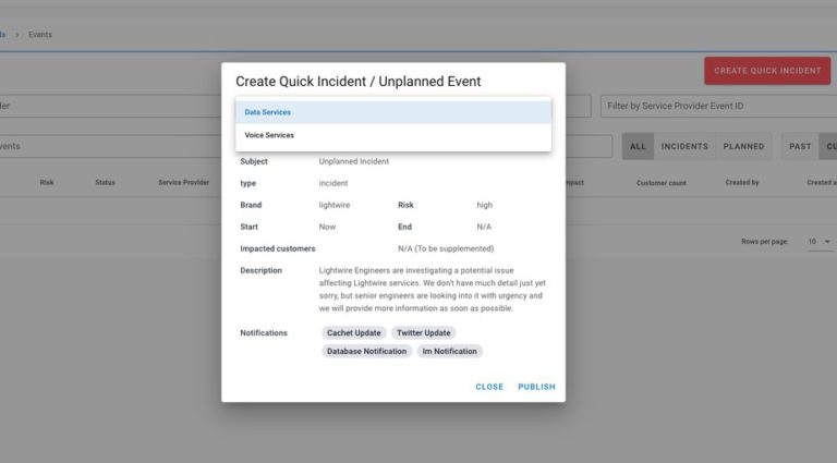 Quick Incident Creation Service Types