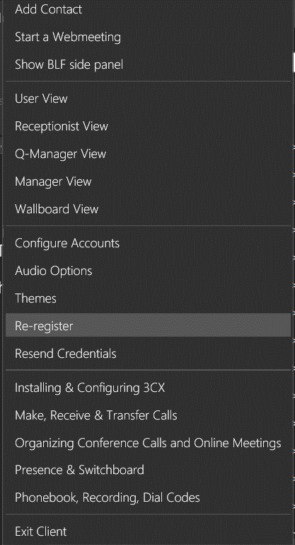 how to reregister 3CX