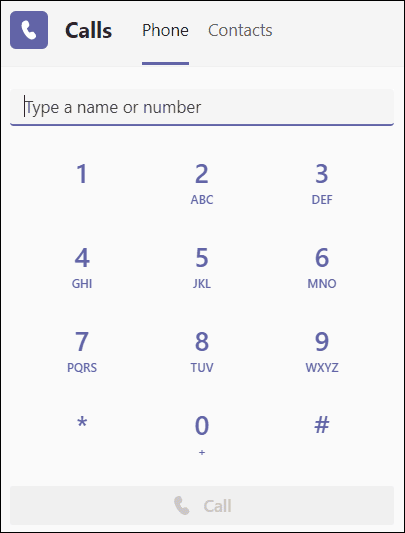 Teams Calling Dialpad