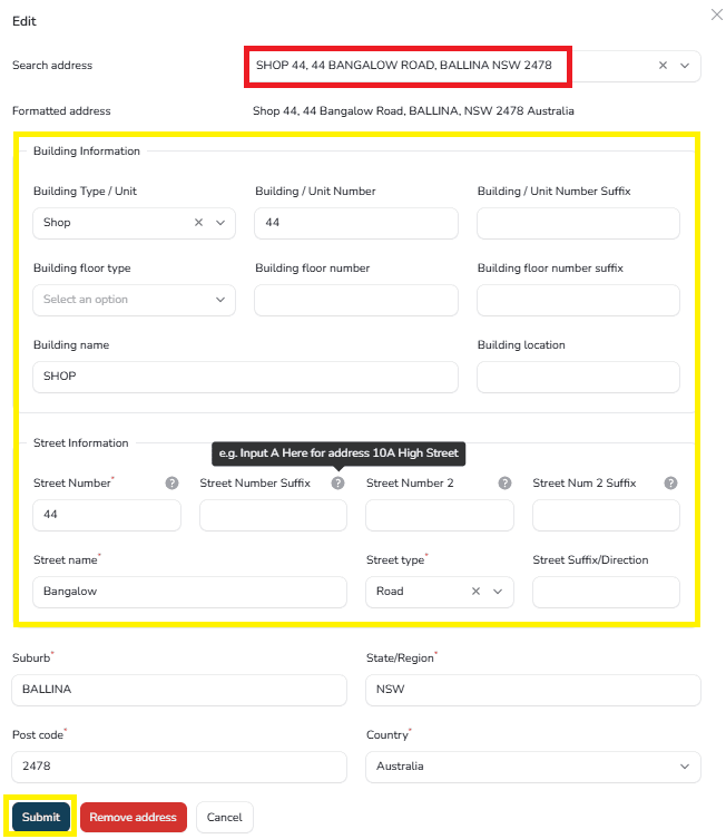 4 Edit an address
