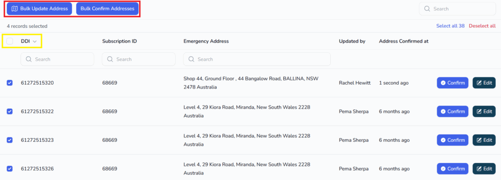 5 Bulk Confirm or Edit Bulk addresses